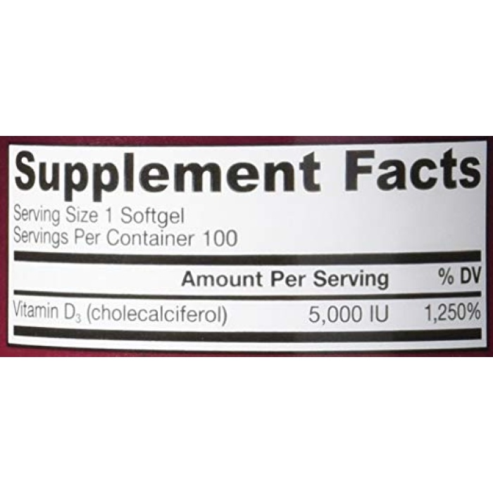 【Jarrow Formulas】Vitamin D3, 5000 IU, 100 Softgels - Kootw